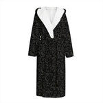 Black And Grey Western Floral Print Hooded Bathrobe