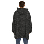 Black And Grey Western Floral Print Hoodie Blanket