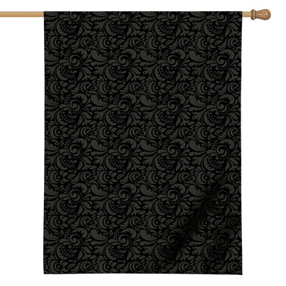 Black And Grey Western Floral Print House Flag