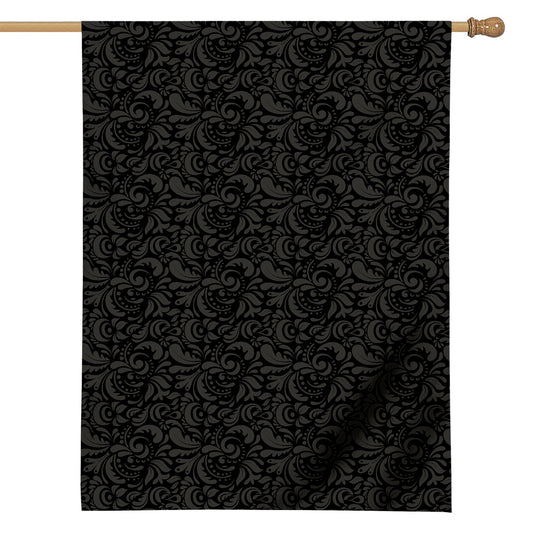 Black And Grey Western Floral Print House Flag