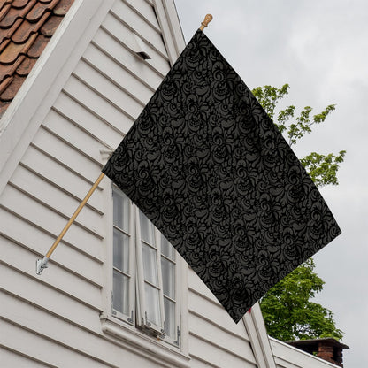 Black And Grey Western Floral Print House Flag