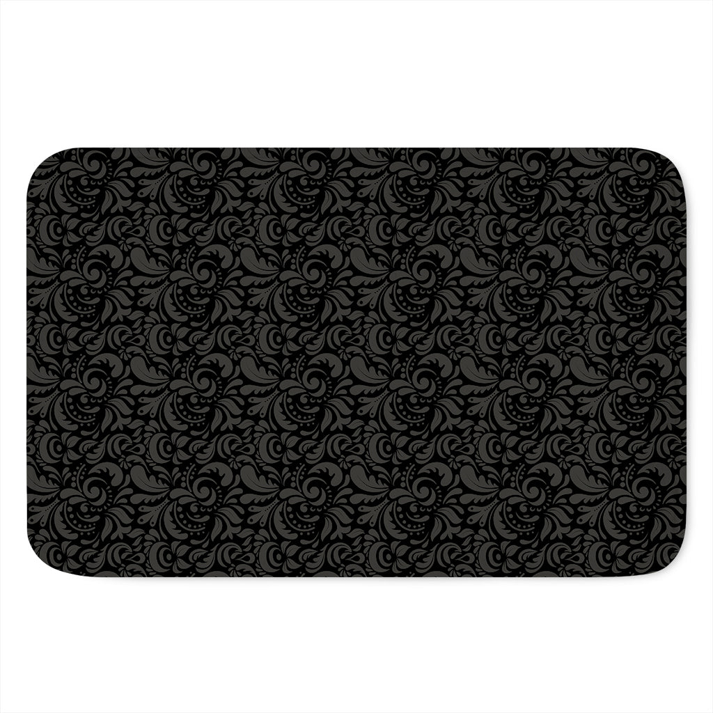 Black And Grey Western Floral Print Indoor Door Mat
