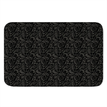 Black And Grey Western Floral Print Indoor Door Mat