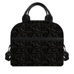 Black And Grey Western Floral Print Insulated Lunch Bag