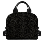 Black And Grey Western Floral Print Insulated Lunch Bag