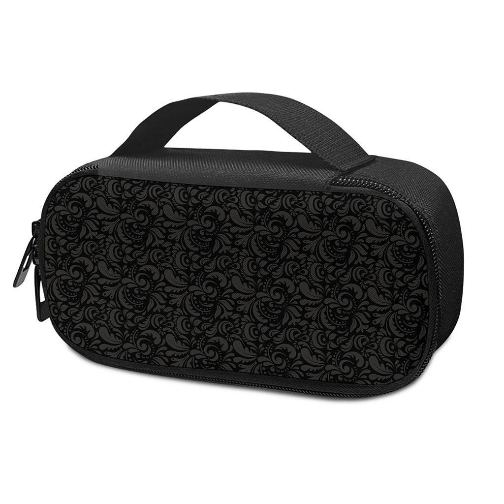 Black And Grey Western Floral Print Insulin Cooler Travel Case
