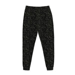 Black And Grey Western Floral Print Jogger Pants