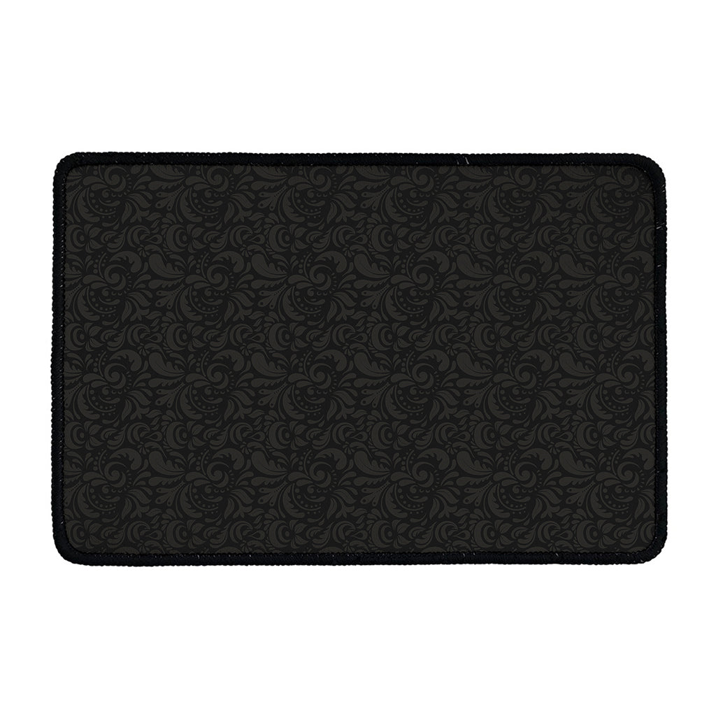 Black And Grey Western Floral Print Kitchen Mat