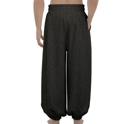 Black And Grey Western Floral Print Lantern Pants