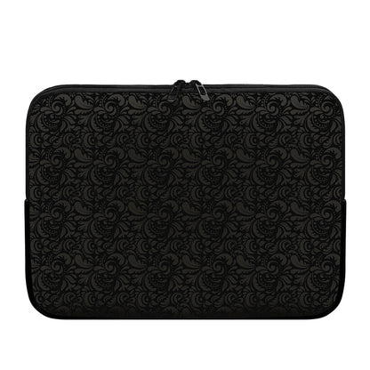 Black And Grey Western Floral Print Laptop Sleeve