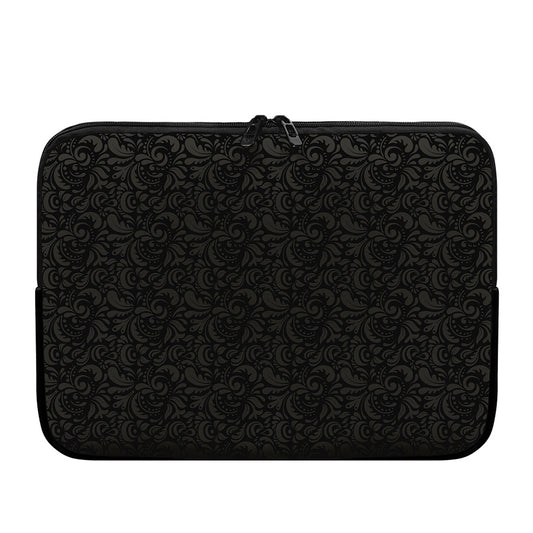 Black And Grey Western Floral Print Laptop Sleeve