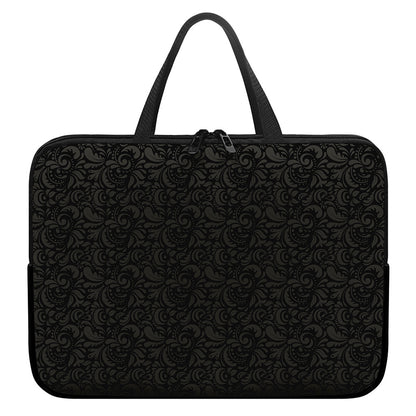 Black And Grey Western Floral Print Laptop Sleeve With Handle