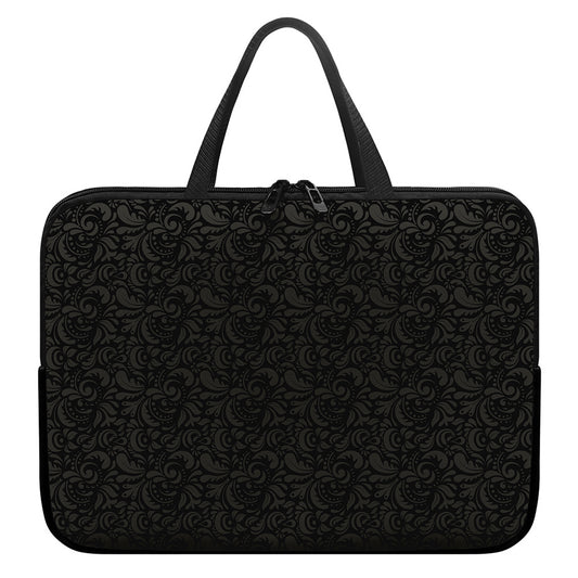 Black And Grey Western Floral Print Laptop Sleeve With Handle