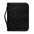 Black And Grey Western Floral Print Leather Bible Cover