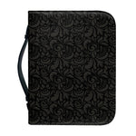Black And Grey Western Floral Print Leather Bible Cover