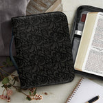 Black And Grey Western Floral Print Leather Bible Cover