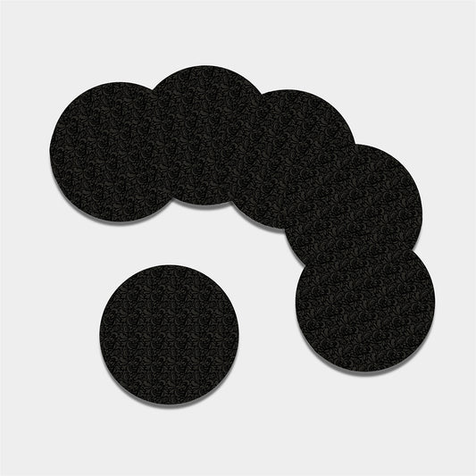 Black And Grey Western Floral Print Leather Coaster Set