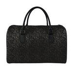 Black And Grey Western Floral Print Leather Duffle Bag