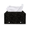 Black And Grey Western Floral Print Leather Tissue Box Cover