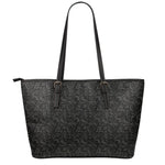Black And Grey Western Floral Print Leather Tote Bag