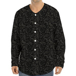 Black And Grey Western Floral Print Long Sleeve Baseball Jersey