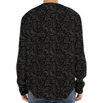 Black And Grey Western Floral Print Long Sleeve Baseball Jersey