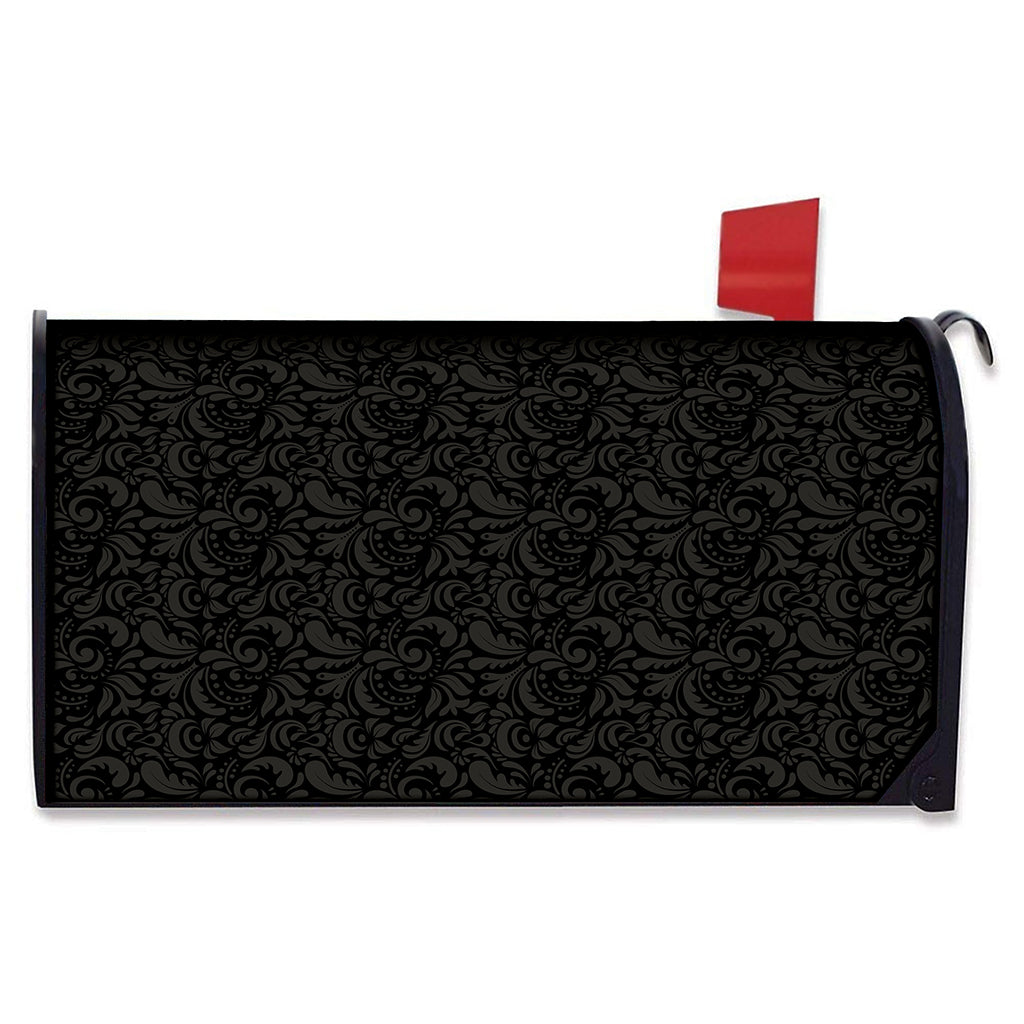 Black And Grey Western Floral Print Mailbox Cover