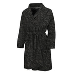 Black And Grey Western Floral Print Men's Bathrobe
