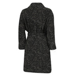Black And Grey Western Floral Print Men's Bathrobe