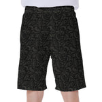 Black And Grey Western Floral Print Men's Beach Shorts