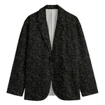 Black And Grey Western Floral Print Men's Blazer