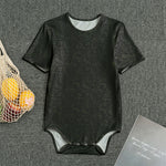 Black And Grey Western Floral Print Men's Bodysuit