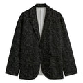 Black And Grey Western Floral Print Men's Cotton Blazer