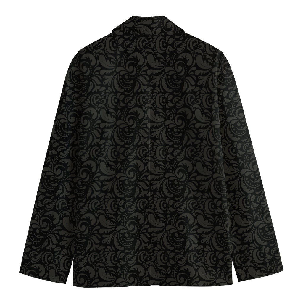 Black And Grey Western Floral Print Men's Cotton Blazer