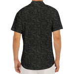 Black And Grey Western Floral Print Men's Deep V-Neck Shirt