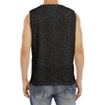 Black And Grey Western Floral Print Men's Fitness Tank Top