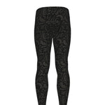 Black And Grey Western Floral Print Men's leggings