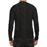 Black And Grey Western Floral Print Men's Long Sleeve Rash Guard
