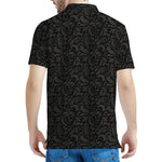 Black And Grey Western Floral Print Men's Polo Shirt