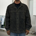 Black And Grey Western Floral Print Men's Shirt Jacket
