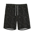 Black And Grey Western Floral Print Men's Athletic Shorts