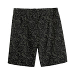 Black And Grey Western Floral Print Men's Sports Shorts