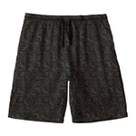 Black And Grey Western Floral Print Men's Swim Trunks