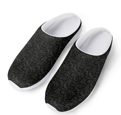 Black And Grey Western Floral Print Mesh Casual Shoes