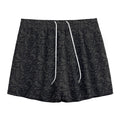 Black And Grey Western Floral Print Mesh Shorts