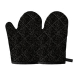 Black And Grey Western Floral Print Oven Mitts