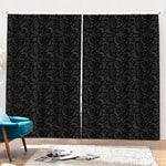 Black And Grey Western Floral Print Pencil Pleat Curtains
