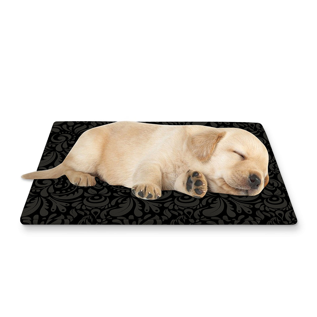 Black And Grey Western Floral Print Pet Cooling Mat Cover