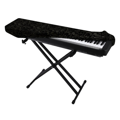 Black And Grey Western Floral Print Piano Keyboard Cover