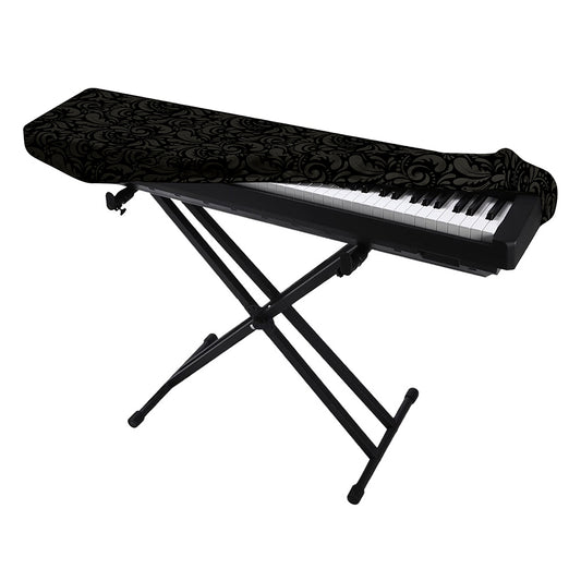 Black And Grey Western Floral Print Piano Keyboard Cover